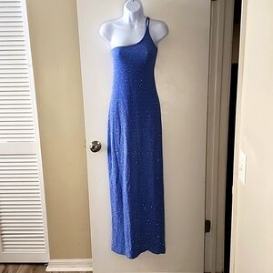 City Triangles Periwinkle Blue Glitter Prom Dress, Snug on Body, Size Medium